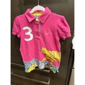 Kid's Joules Girls Pink S/S Cotton‎ Polo Shirt Size: 8 EUC